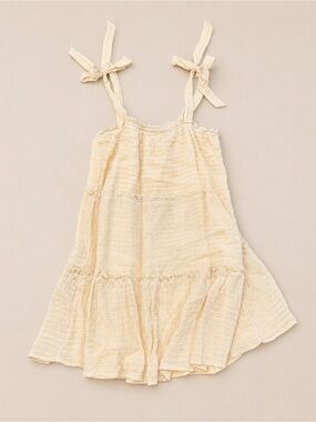 Altar’d State Cream Textured Tie Strap Babydoll Mini Dress Size Small Boho